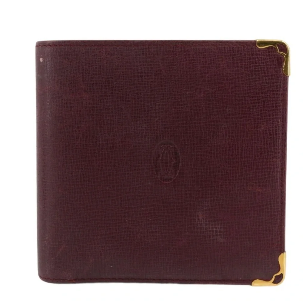 Cartier Bordeaux Leather Bi-Fold Wallet w COA